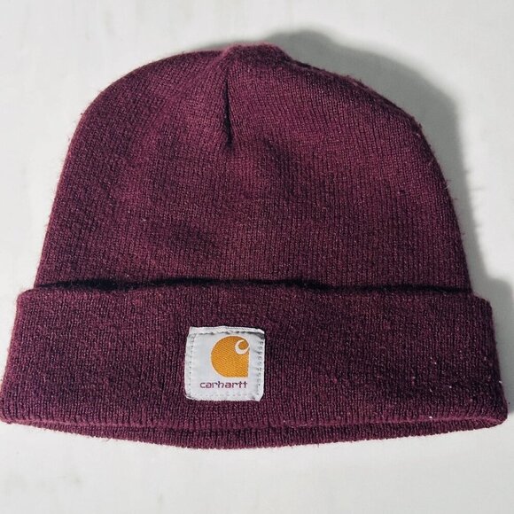 Carhartt Other - Carhartt Knit Beanie Maroon Burgundy Winter Skullcap Adult One Size Made In USA